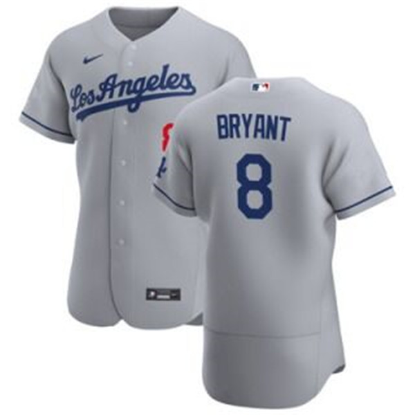 Men's Los Angeles Dodgers #8 Bryant Grey Flex Base Stitched MLB Jersey