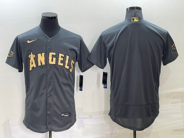 Men's Los Angeles Angels Blank 2022 All-star Charcoal Cool Base Stitched Jersey