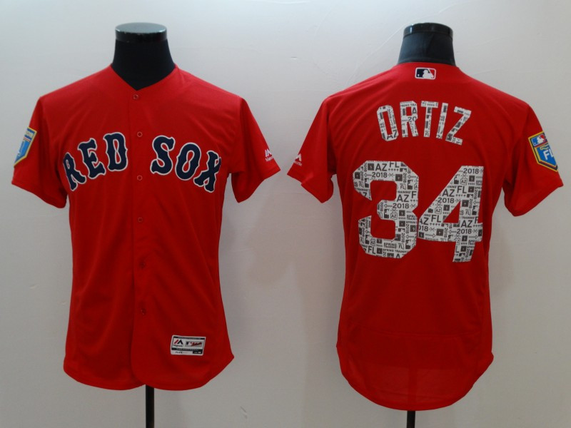 Men's Boston Red Sox #34 David Ortiz White 2018 Spring Training Flexbase Stitched MLB Jersey