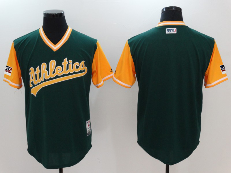 Men's Oakland Athletics Majestic Green/Yellow 2018 Players' Weekend Authentic Team Jersey
