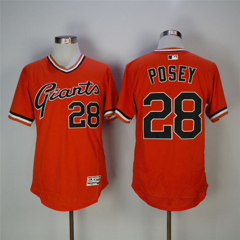 Men's San Francisco Giants #28 Buster Posey Orange Throwback Flexbase Stitched MLB Jersey