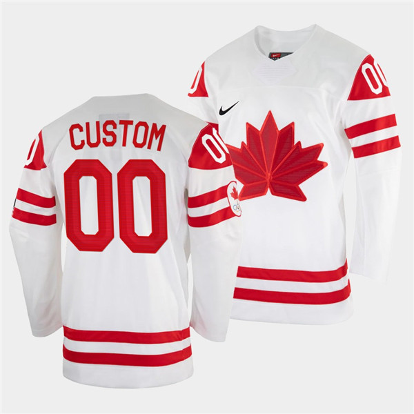 Men's Canada Custom 2022 Beijing Winter Olympic White Stitched Jersey