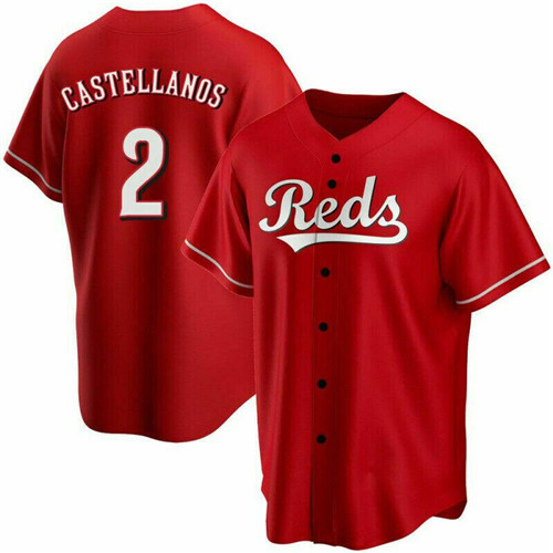 Men's Cincinnati Reds #2 Nick Castellanos Red Cool Base Stitched Jersey