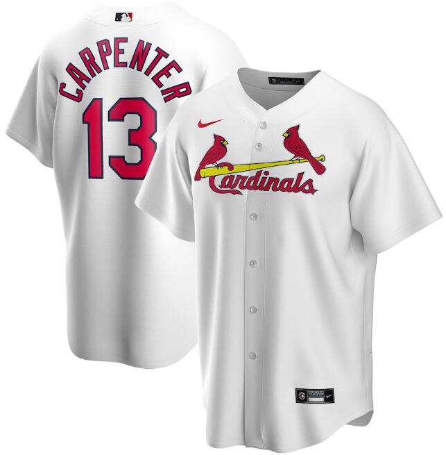 Men's St. Louis Cardinals White #13 Matt Carpenter Cool Base Stitched MLB Jersey
