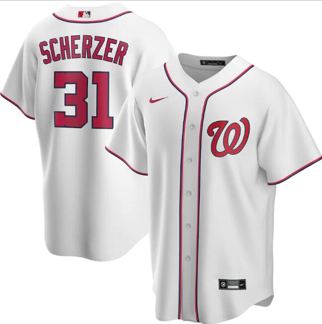 Men's Washington Nationals White #31 Max Scherzer Cool Base Stitched MLB Jersey