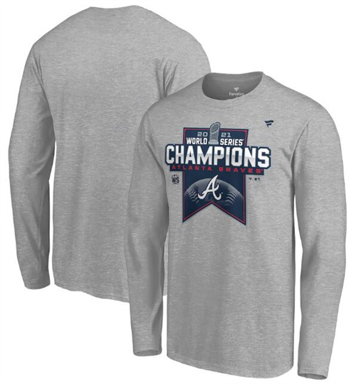 Men's Atlanta Braves 2021 Heathered Gray World Series Champions Locker Room Long Sleeve T-Shirt