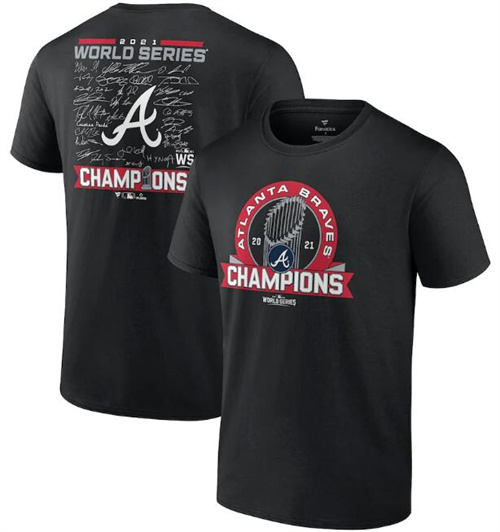 Men's Atlanta Braves 2021 Black World Series Champions Dream Team Roster Tri-Blend T-Shirt