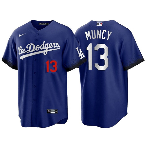 Men's Los Angeles Dodgers #13 Max Muncy 2021 Royal City Connect Cool Base Stitched Baseball Jersey