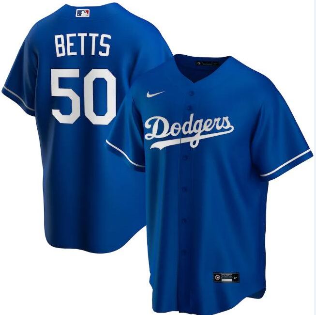 Men's Los Angeles Dodgers Blue #50 Mookie Betts Cool Base Stitched MLB Jersey