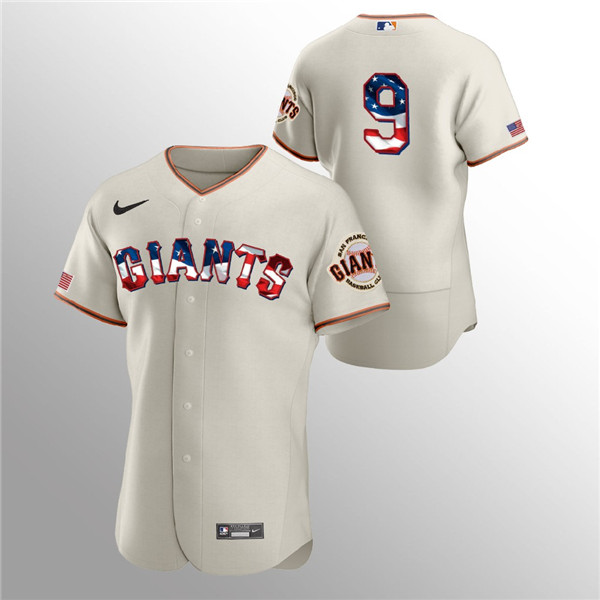 Men's San Francisco Giants Cream #9 Brandon Belt 2020 Stars & Stripes Flex Base Stitched MLB Jersey