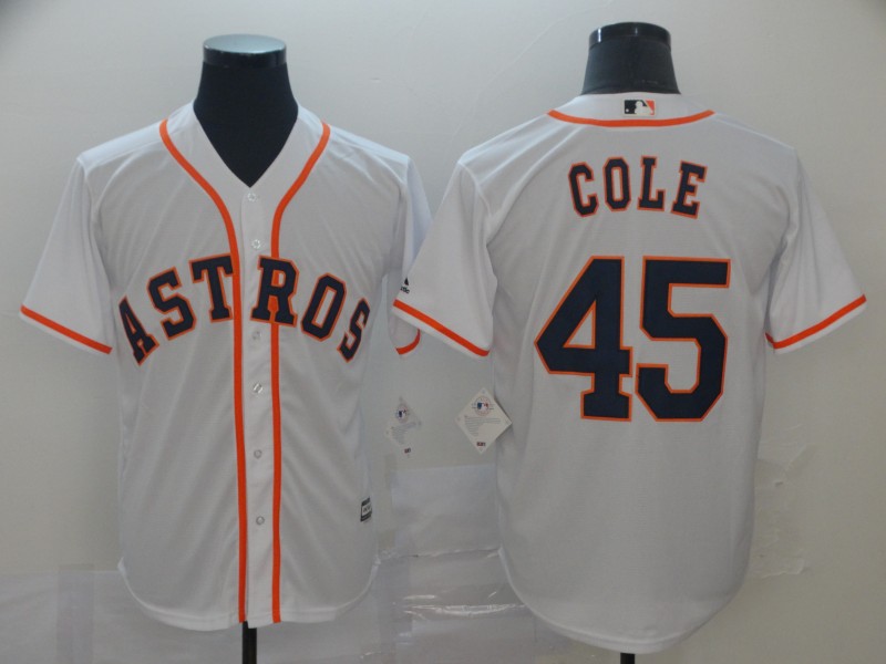 Men's Houston Astros #45 Gerrit Cole White Cool Base Stitched MLB Jersey