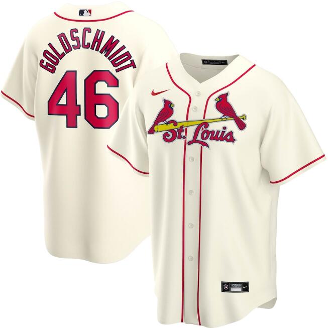 Men's St. Louis Cardinals Cream #46 Paul Goldschmidt Cool Base Stitched MLB Jersey