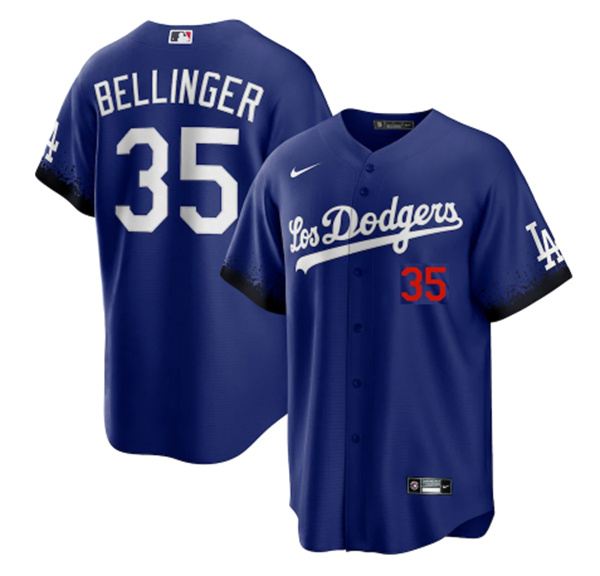 Men's Los Angeles Dodgers #35 Cody Bellinger 2021 Royal City Connect Cool Base Stitched Baseball Jersey