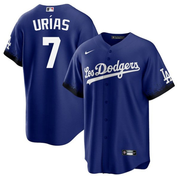 Men's Los Angeles Dodgers #7 Julio Urias 2021 Royal City Connect Cool Base Stitched Baseball Jersey