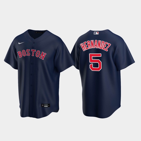 Men's Boston Red Sox #5 Enrique Hernandez Navy Cool Base Stitched Baseball Jersey