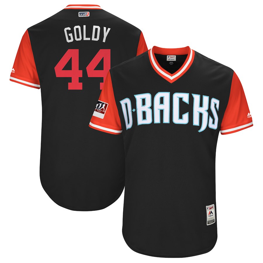 Men's Arizona Diamondbacks #44 Paul Goldschmidt "Goldy" Majestic Black/Red 2018 Players' Weekend Stitched MLB Jersey
