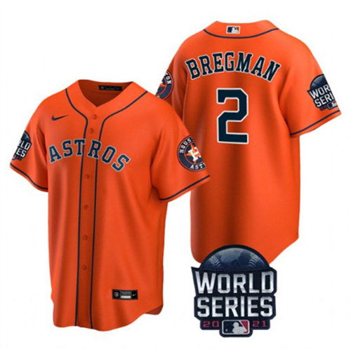 Men's Houston Astros #2 Alex Bregman 2021 Orange World Series Cool Base Stitched Baseball Jersey