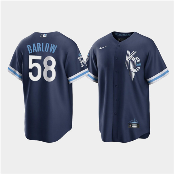 Men's Kansas City Royals #58 Scott Barlow 2022 Navy City Connect Cool Base Stitched Jersey