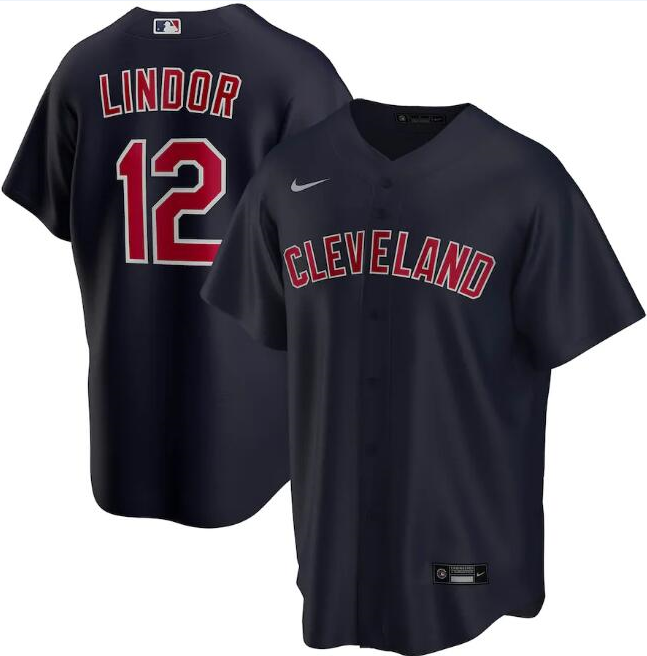 Men's Cleveland Indians Navy #12 Francisco Lindor Cool Base Stitched MLB Jersey
