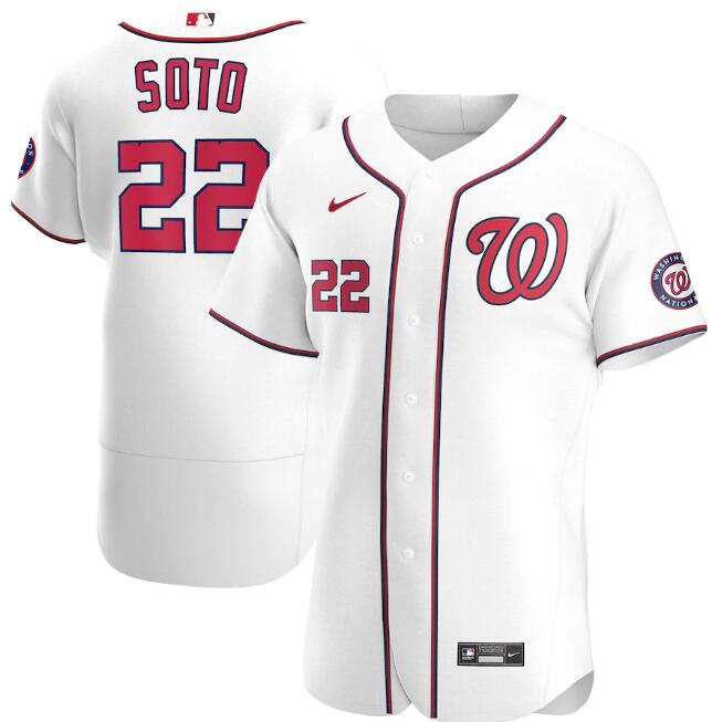 Men's Washington Nationals White #22 Juan Soto Flex Base Stitched MLB Jersey