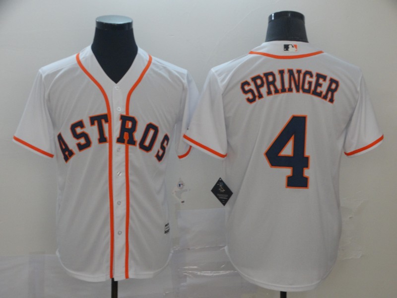 Men's Houston Astros #4 George Springer Majestic White Cool Base Stitched MLB Jersey