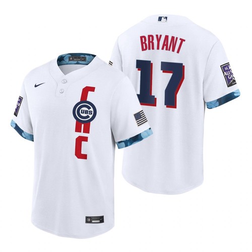 Men's Chicago Cubs #17 Kris Bryant 2021 White All-Star Cool Base Stitched Baseball Jersey