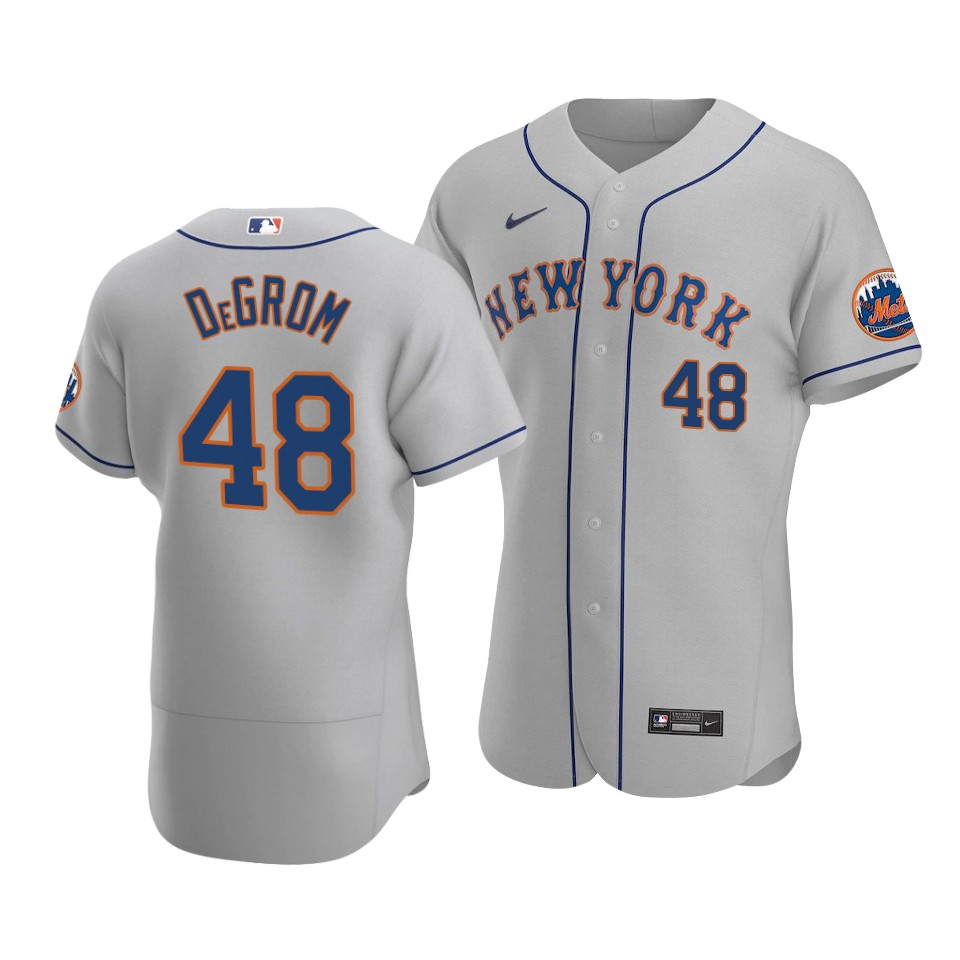 Men's New York Mets Grey #48 Jacob DeGrom Flex Base Stitched MLB Jersey