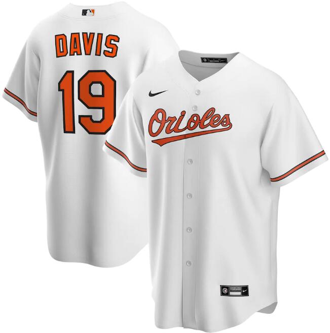 Men's Baltimore Orioles White #19 Chris Davis Cool Base Stitched MLB Jersey