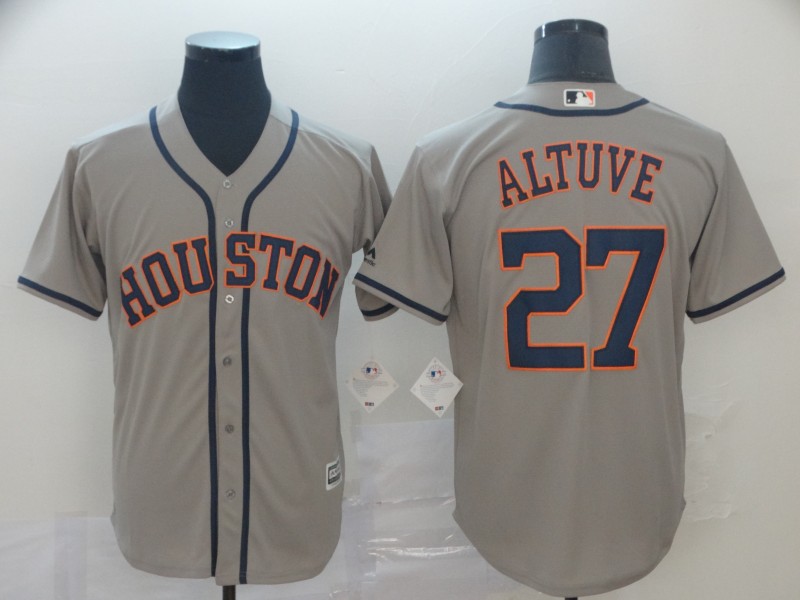 Men's Houston Astros #27 Jose Altuve Grey Cool Base Stitched MLB Jersey