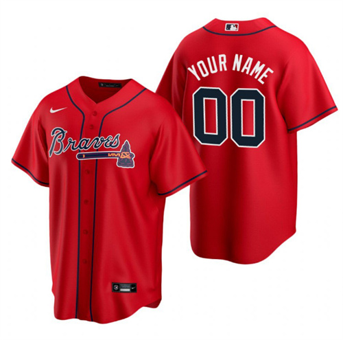 Men's Atlanta Braves Active Player Custom Red Cool Base Stitched Jersey