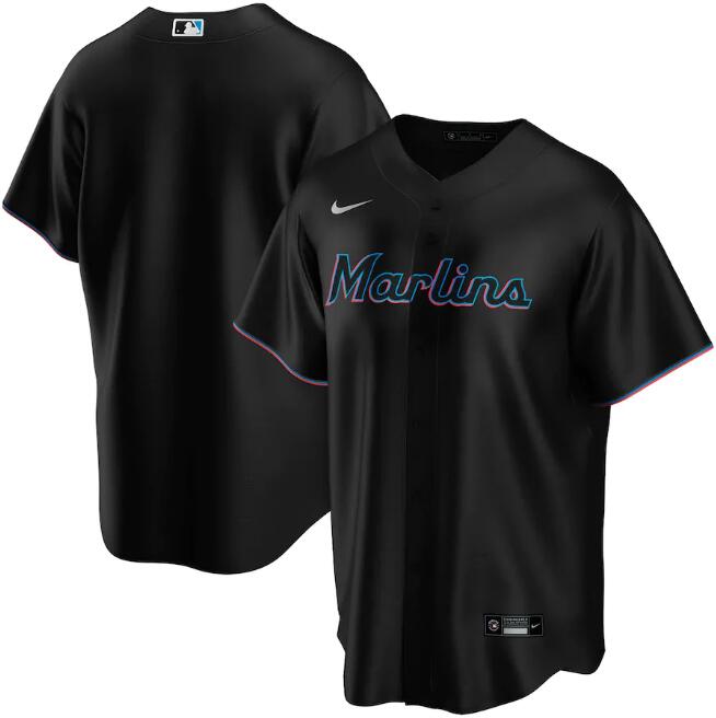 Men's Miami Marlins Black Cool Base Stitched MLB Jersey