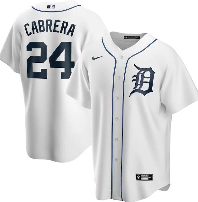 Men's Detroit Tigers White #24 Miguel Cabrera White Cool Base Stitched MLB Jersey