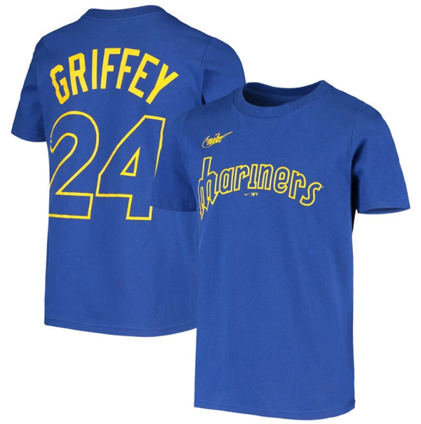 Men's Seattle Mariners #24 Ken Griffey Royal T-Shirt