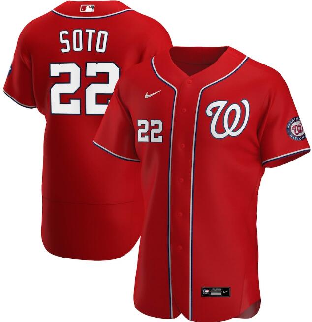 Men's Washington Nationals Red #22 Juan Soto Flex Base Stitched MLB Jersey