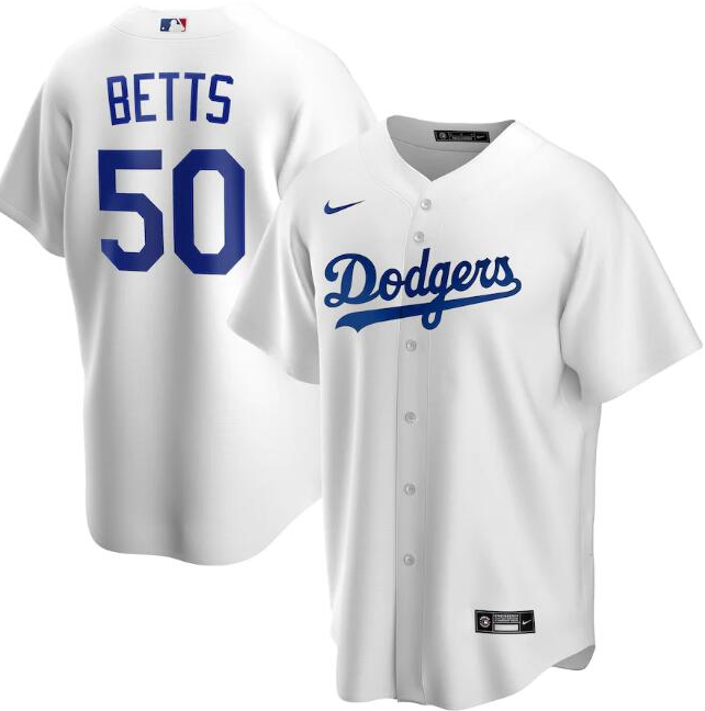 Men's Los Angeles Dodgers White #50 Mookie Betts Cool Base Stitched MLB Jersey