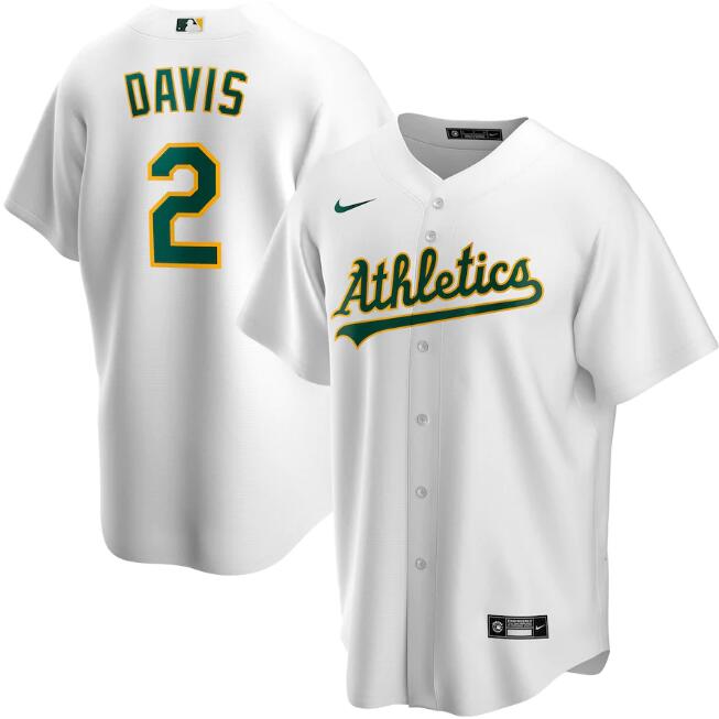 Men's Oakland Athletics White #2 Khris Davis Cool Base Stitched MLB Jersey