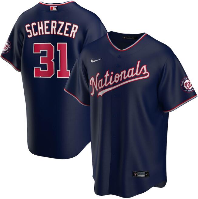 Men's Washington Nationals Navy #31 Max Scherzer Cool Base Stitched MLB Jersey