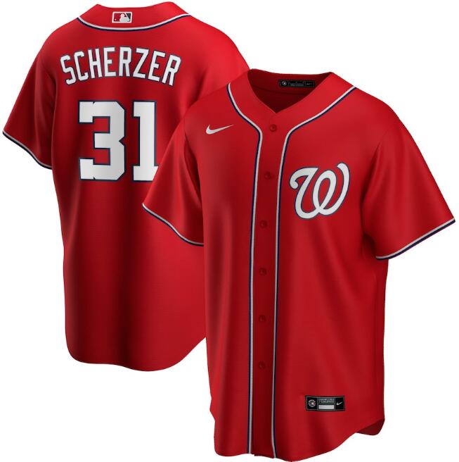 Men's Washington Nationals Red #31 Max Scherzer Cool Base Stitched MLB Jersey