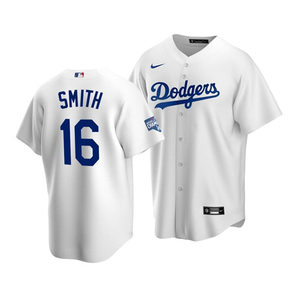 Men's Los Angeles Dodgers #16 Will Smith White 2020 World Series Champions Home Patch Stitched MLB Jersey