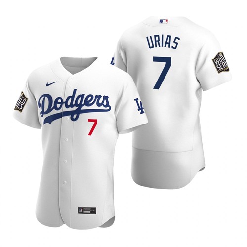 Men's Los Angeles Dodgers #7 Julio Urias White 2020 World Series Sttiched MLB Jersey
