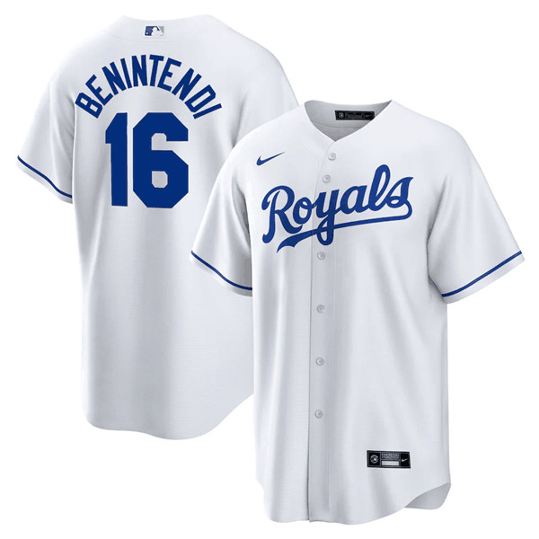 Men's Kansas City Royals #16 Andrew Benintendi White Cool Base Stitched MLB Jersey