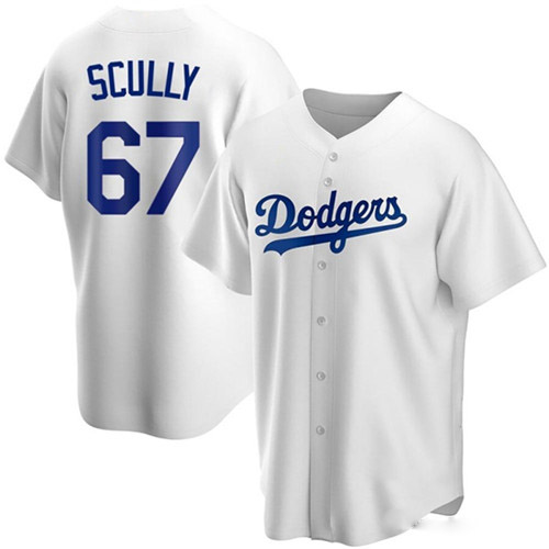 Men's Los Angeles Dodgers #67 Vin Scully White Cool Base Stitched Baseball Jersey