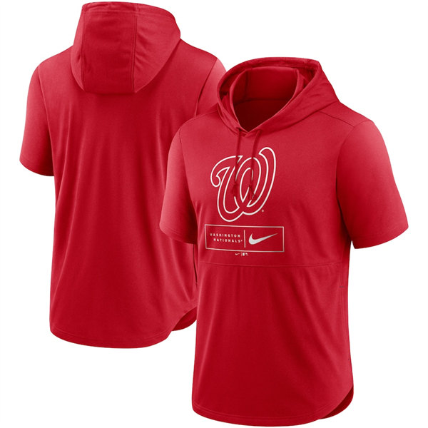 Men's Washington Nationals Red Short Sleeve Pullover Hoodie