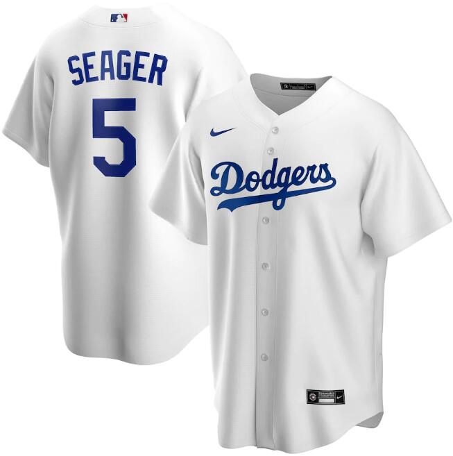 Men's Los Angeles Dodgers White #5 Corey Seager Cool Base Stitched MLB Jersey