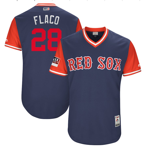 Men's Boston Red Sox J.D. Martinez "Flaco" Majestic Navy/Red 2018 Players' Weekend Authentic Jersey