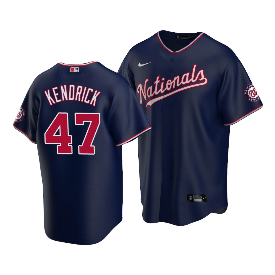 Men's Washington Nationals Navy #47Howie Kendrick Stitched MLB Jersey