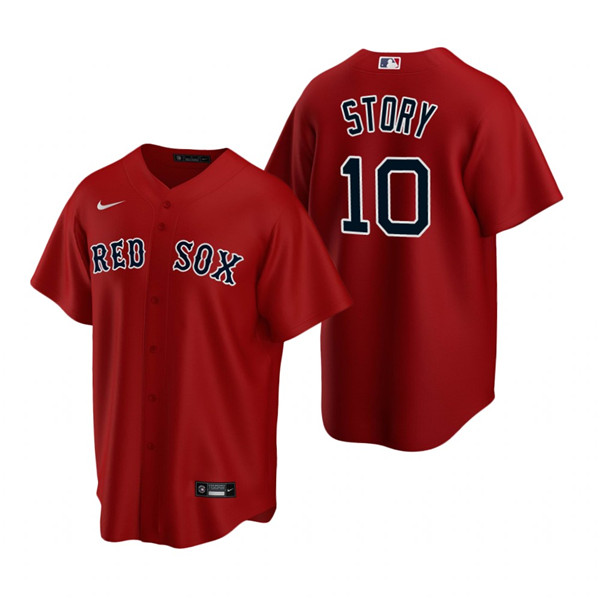 Men's Boston Red Sox #10 Trevor Story Red Cool Base Stitched Baseball Jersey