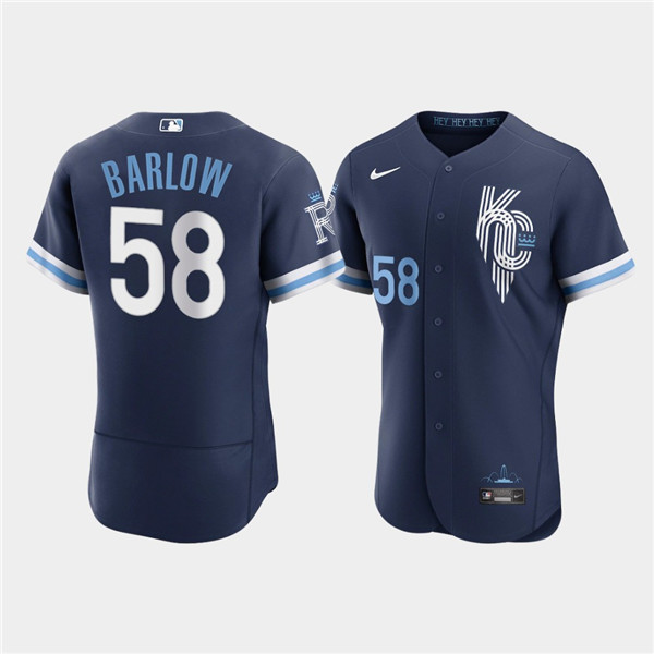 Men's Kansas City Royals #58 Scott Barlow 2022 Navy City Connect Flex Base Stitched MLB Jersey