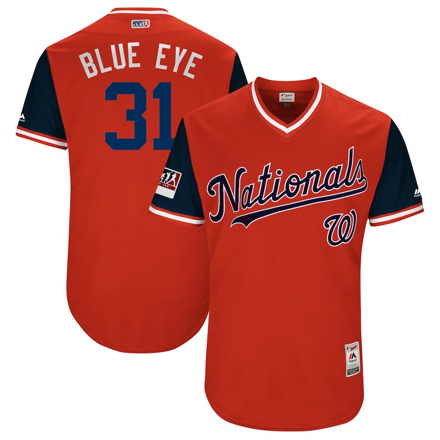 Men's Washington Nationals #31 Max Scherzer "Blue Eye" Majestic Navy 2018 Players' Weekend Stitched MLB Jersey