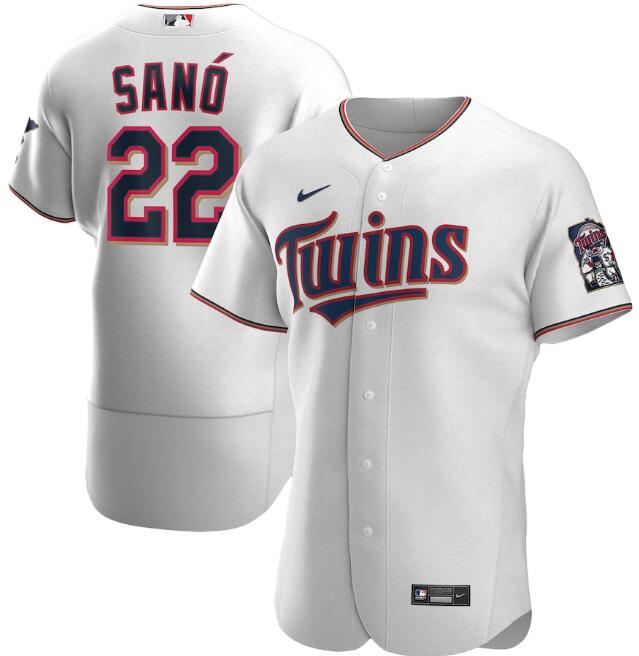 Men's Minnesota Twins White #22 Miguel Sanó Flex Base Stitched MLB Jersey
